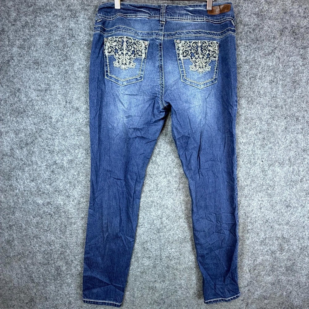 WallFlower Jeans Womens 13 Blue Y2K Embellished Cotton Stretch Skinny Leg‎
